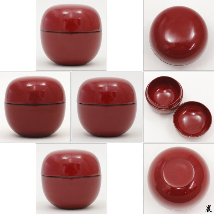 【茶器/茶道具 なつめ(お薄器)】 日の丸棗 円能斎好写し 木製 (ボール棗)