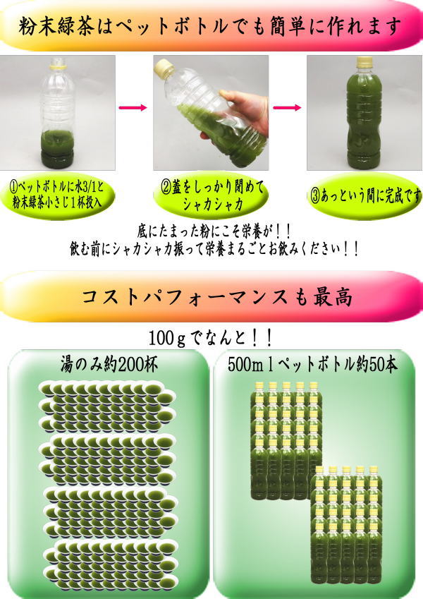 【日本茶/緑茶 粉末茶】【1000円ポッキリ】 粉末煎茶(粉末緑茶) 100g入り