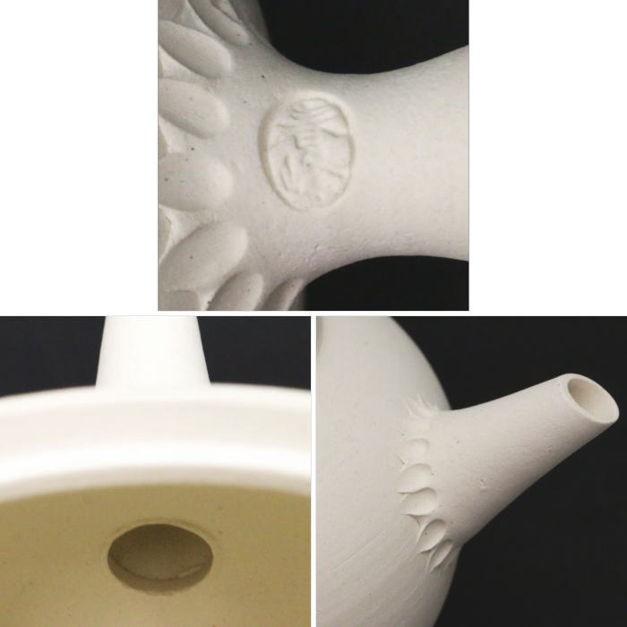 【煎茶道具 湯沸かし/湯沸し】 大 横手ボーフラ 井上春峰作 約直径4寸