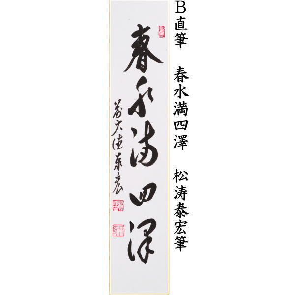 〇【茶器/茶道具 短冊】 直筆 渓泉清流又は春水満四澤 松涛泰宏筆(宗潤)(まつなみたいこう)