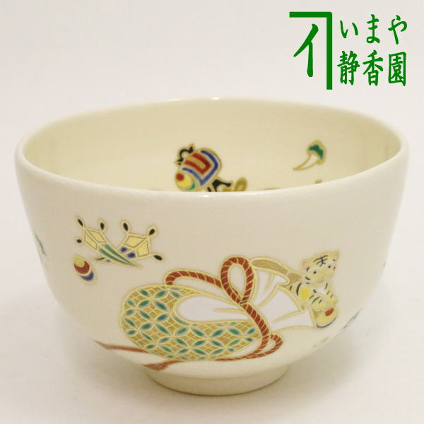 茶器/茶道具 抹茶茶碗 干支「寅」】 干支茶碗 仁清 宝尽し 虎 木場紅園作 （干支寅 御題窓） – 今屋静香園