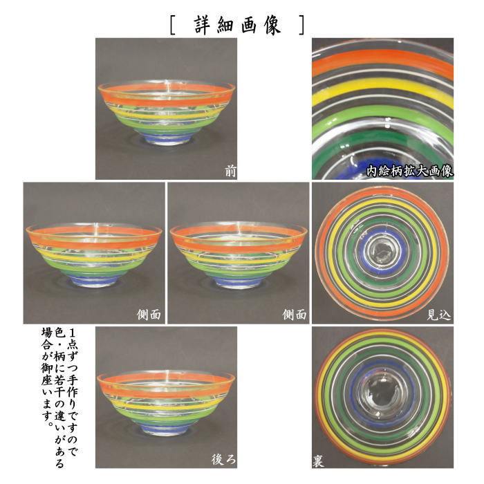 【茶器/茶道具 ガラス抹茶茶碗(硝子抹茶茶碗)】 ガラス(硝子) 平茶碗 虹 加藤永山作 耐熱硝子