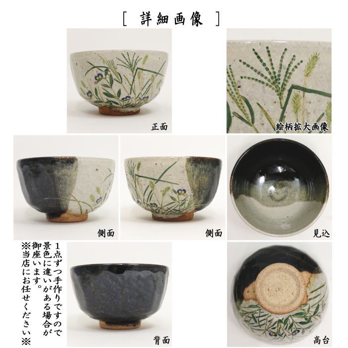 【茶器/茶道具 抹茶茶碗】 掛分 夏草 中村良二作