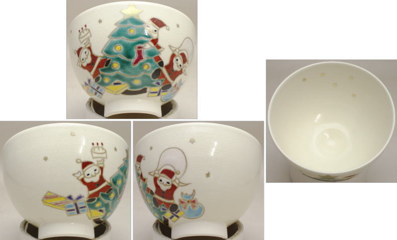 〇【Tea utensils/tea ceremony tools Matcha tea bowl Christmas】 Awata style Christmas or Ninsei copy Christmas Made by Mitani Fukuho