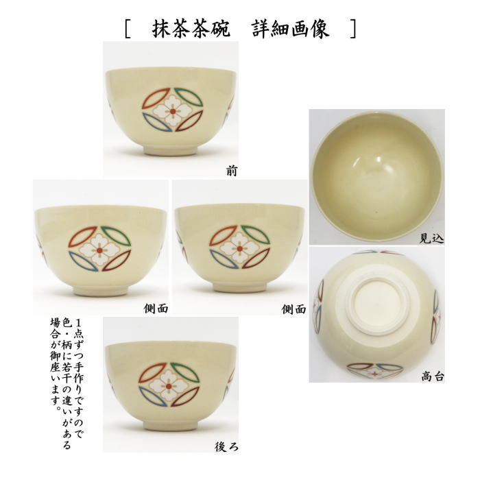 〇【茶器/茶道具　茶箱用三点セット】　陶器三点セット（陶器三つ揃）　七宝　宮地英香作　（抹茶茶碗・振出・茶巾筒）