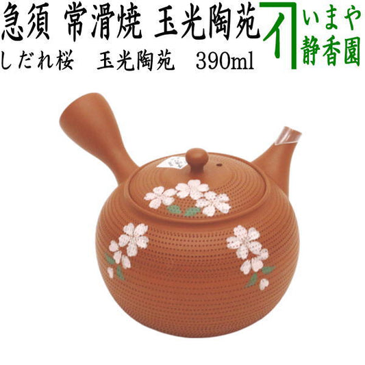 【急須】　手造り　常滑焼き（とこなめ焼き）　しだれ桜　陶器網（セラメッシュ）　390ml　玉光陶苑　日本製