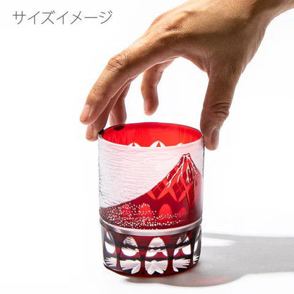 [Glass cup] Glass (crystal) Edo Kiriko Yoshiyama Old Wave Fuji Yarai Kiriko or Red Fuji Yarai Kiriko by Futo Takeo Choose from two types