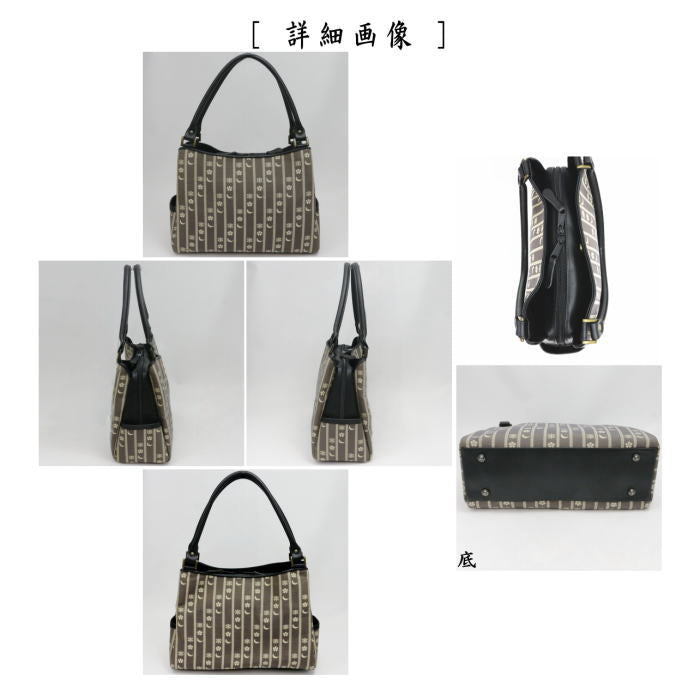 【日用品/雑貨　ハンドバッグ（ハンドバック）】　牛革バッグ（牛革バック）　雪月花　荒磯製（あらいそ）　収納用袋付　（名物裂ギャラリーあらいそ有限会社）