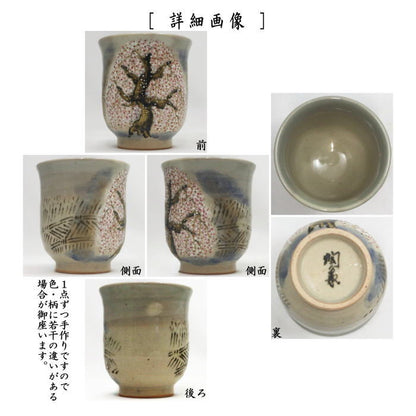 【湯のみ（湯呑み・湯飲み）/コップ】　柴垣に枝垂れ桜　寺尾陶象作