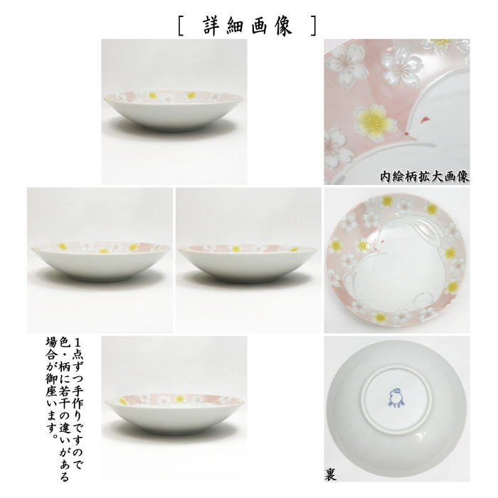 【茶器/茶道具　菓子器】　菓子鉢（菓子皿）　花兎　（うさぎ・ウサギ・兔・桜・さくら・サクラ）