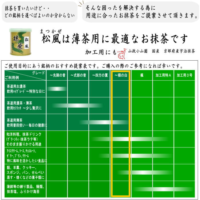 [Matcha/MATCHA/powdered green tea] Matsukaze 100g Yamamasa Koyamaen For light tea Domestic Kyoto Prefecture Uji Matcha UJI MATCHA Powder