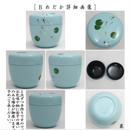 ◎ [Tea utensils/tea ceremony tools Natsume (thin tea ware)/seasonal tea caddy] Medium-sized tea caddy, dandelion, silver or light blue interior, medaka, made by Saisai, resin, choose from 2 types