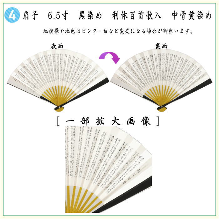 【茶器/茶道具セット　茶道初心者用】　6点表千家正絹入門者セット　小葵向鳳凰丸紋　（全正絹・扇子　6.5寸　利休百首・表千家用）
