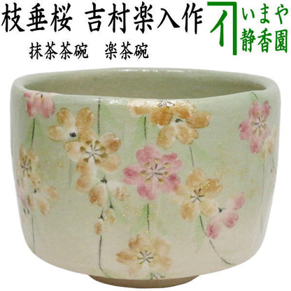 【茶器/茶道具　抹茶茶碗】　楽茶碗　枝垂桜　吉村楽入作　（枝垂れ桜）