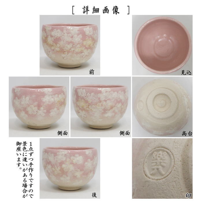 ⑦小野夢境作　茶碗 茶道具 茶器 共箱 日本陶磁器 伝統工芸 茶器/茶道具 茶碗 茶碗 乾山 嵯峨野の桜 茶器＆茶道具 抹茶碗 - Sazen Tea