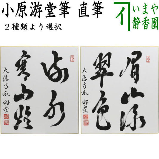 【茶器/茶道具　色紙】　直筆　流水寒山路又は眉山添翠色　小原游堂筆（ゆうどう）