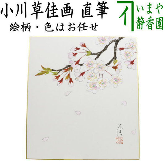 【茶器/茶道具　色紙画賛】　直筆　桜の画　小川草佳画　絵柄はお任せください。