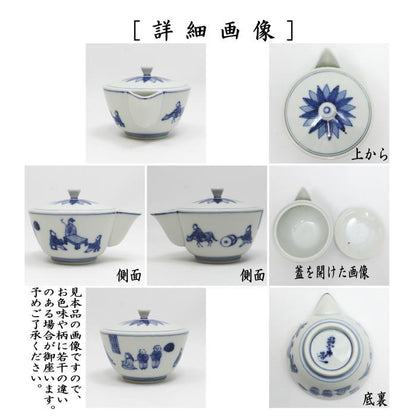 【煎茶道具　急須】　宝瓶（宝品）　染付　人物　高野昭阿弥作