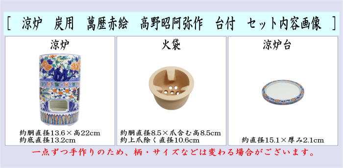 煎茶道具 涼炉】 萬歴赤絵 鳳凰 高野昭阿弥作 炭用台付 （焜炉・茶炉