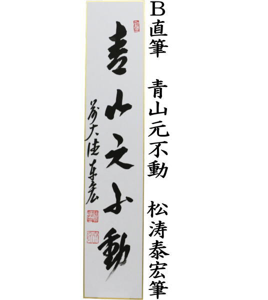 【茶器/茶道具　短冊】　直筆　独坐大雄峰又は青山元不動又は江上数峰青　松涛泰宏筆（宗潤）（まつなみたいこう）　（松涛泰宏筆）