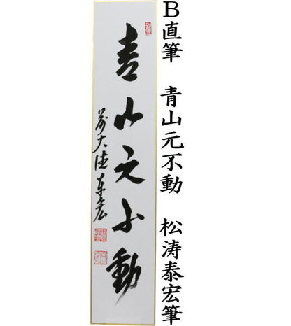 【茶器/茶道具　短冊】　直筆　独坐大雄峰又は青山元不動又は江上数峰青　松涛泰宏筆（宗潤）（まつなみたいこう）　（松涛泰宏筆）