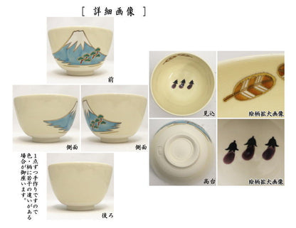 〇【茶器/茶道具　抹茶茶碗　御題「夢」】　御題茶碗　初夢（一富士・二鷹・三茄子）　加藤永真作　（干支巳　御題夢）　（お題夢・勅題夢）