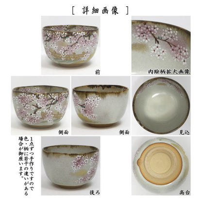 【茶器/茶道具　抹茶茶碗】　乾山写し　渡月橋桜景色　森下秋彩作