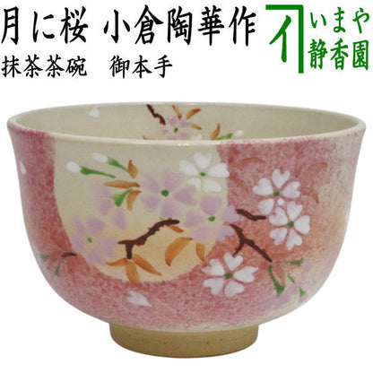 〇【茶器/茶道具　抹茶茶碗】　御本手　月に桜　小倉陶華作