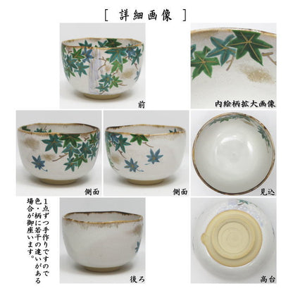 【茶器/茶道具　抹茶茶碗】　乾山写し　青楓に滝　森下秋彩作