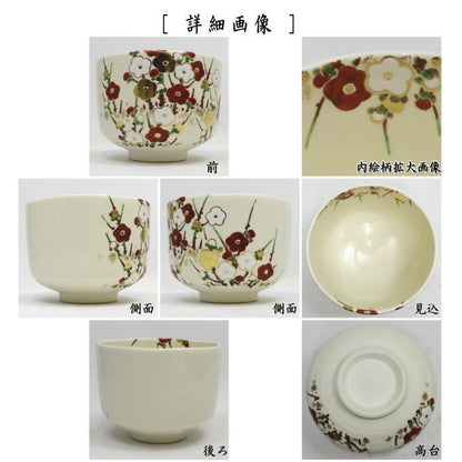 【茶器/茶道具　抹茶茶碗】　乾山写し　梅林　田中方円作　（紅白梅花）