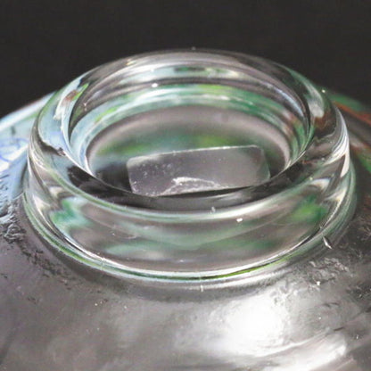 【茶器/茶道具　ガラス抹茶茶碗（硝子抹茶茶碗）】　ガラス（硝子）　義山（ギヤマン）　平茶碗　エンゼルフィッシュ　水出宋絢作　超耐熱硝子