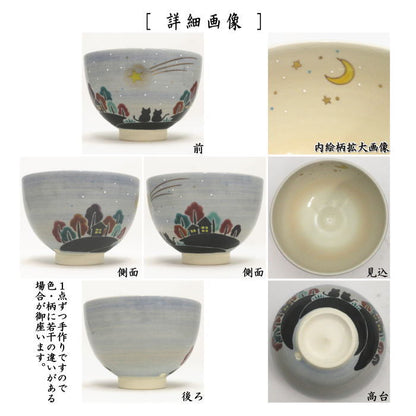 〇【茶器/茶道具　抹茶茶碗　御題「夢」】　御題茶碗　流れ星　見谷福峰作　（干支巳　御題夢）　（お題夢・勅題夢）