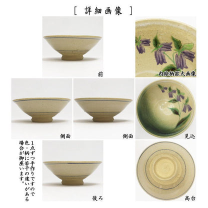【茶器/茶道具　抹茶茶碗】　平茶碗　蛍袋草　冬柴文廣作（露光窯）