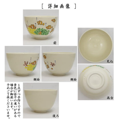 【茶器/茶道具　抹茶茶碗】　色絵茶碗　熱帯魚　加藤仁犀作　（Ttropical fish・トロピカルフィッシュ）