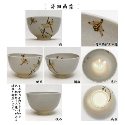 【茶器/茶道具　抹茶茶碗】　粟田焼写し　蜻蛉　山川敦司作（泉涌寺窯）　（とんぼ・トンボ）