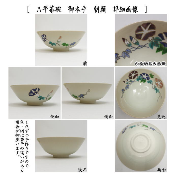 ◎【茶器/茶道具　抹茶茶碗】　平茶碗　御本手　朝顔又は撫子　中村華峰作　（東福窯）