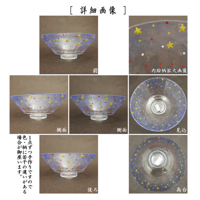 [Tea utensils/tea ceremony tools Glass matcha tea bowl (glass matcha tea bowl)] Glass (glass) Flat tea bowl Giyama (Giyaman) Starry sky Made by Mizuide Soken Ultra heat-resistant glass (glass tea bowl, glass tea bowl)