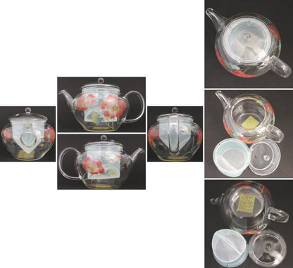 [Teapot GKP-27A] CELEC Glass Rich and delicious V-pot, Red Hibiscus or Evening Grass, Heat-resistant glass, 500ml