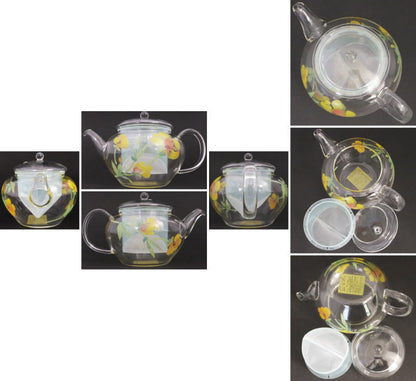 [Teapot GKP-27A] CELEC Glass Rich and delicious V-pot, Red Hibiscus or Evening Grass, Heat-resistant glass, 500ml