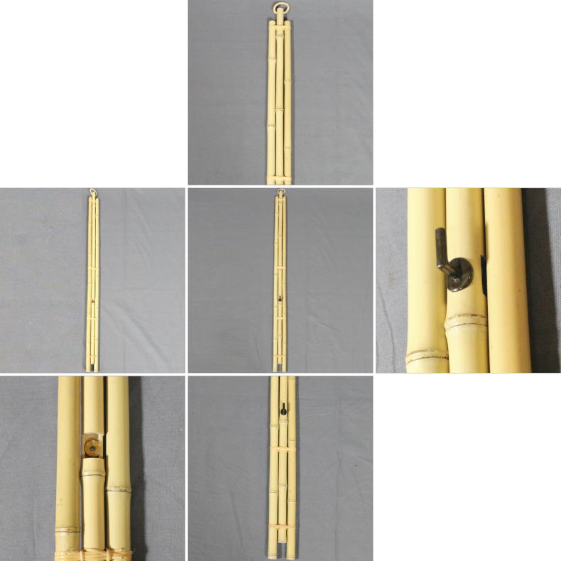 茶器/茶道具 竹花入掛/竹垂發】 花入掛 竹3本束 花筏 白竹又は