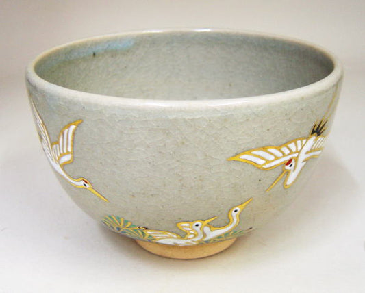 [Tea utensils/tea ceremony tools Matcha tea bowl] Zeze ware crane made by Kagerouen (Zeze ware Kagerouen kiln)