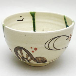 【茶器/茶道具　抹茶茶碗】　弥七田手織部　川本了生作