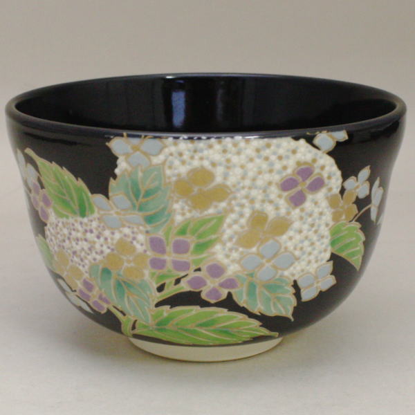 〇【茶器/茶道具 抹茶茶碗】 黒仁清写し 紫陽花 宮地英香作 – 今屋静香園