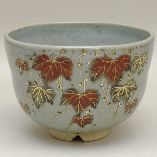 [Tea utensils/tea ceremony tools Matcha tea bowl] Zeze ware Ivy painting by Shinjo Iwasaki