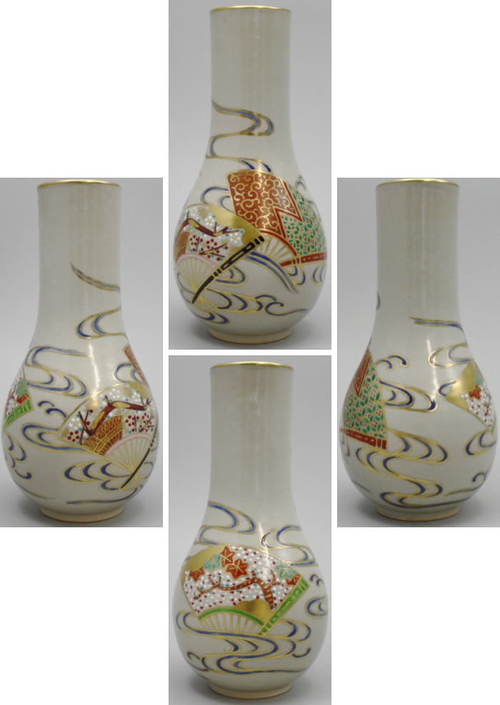 茶器/茶道具 皆具】 色絵 膳所焼き 扇面流し 岩崎新定作(陽炎園 茶器/茶道具 皆具】 色絵 膳所焼き 扇面流し 岩崎新定作(陽炎園