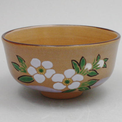 【茶器/茶道具　抹茶茶碗】　合茶碗　色絵茶碗　夏の花　紫の画　西村徳泉作　（4代）（紫翠窯）