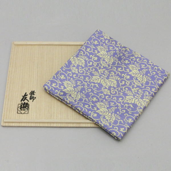 [Tea utensils/tea ceremony tools, fukusa] Karamono fukusa, Shoba weave, pure silk, paulownia arabesque Shoba pattern, blue, made by Tomoko Tsuchida (one of the Ten Senke craftsmen, a bag maker) (fukusa, fukusa, fukusa)