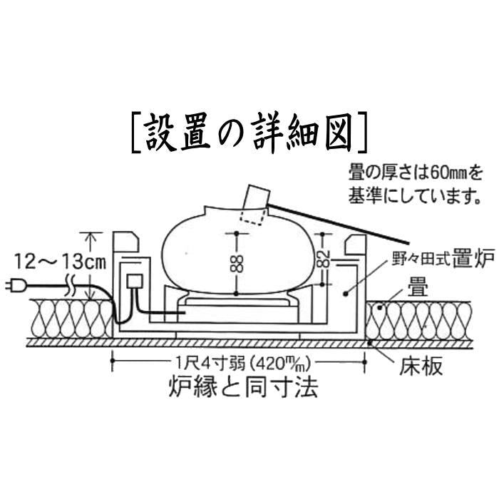 【茶器/茶道具　置炉】　表千家・裏千家兼用　電熱式　女桑　五徳付　シーズヒーター製　炭型置炉　炭型ヒーター　サンアイ（旧野々田式）