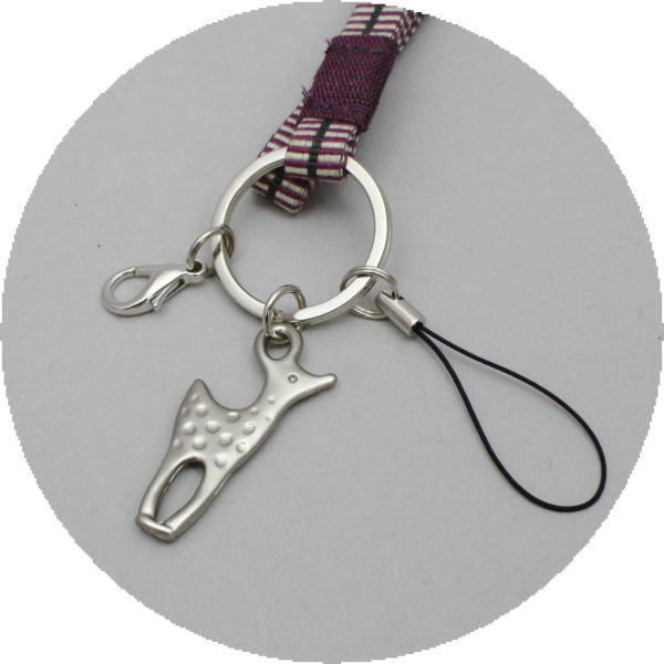 日用品/雑貨 ロングストラップ】 真田紐 鹿のロングキーホルダー