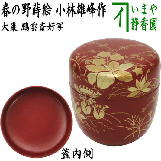 [Tea utensils/tea ceremony tools Natsume (thin utensils)] Large natsume Ikkan, vermilion-lacquered, Spring field lacquer, copy of Hounsai's favorite, made by Kobayashi Yuho